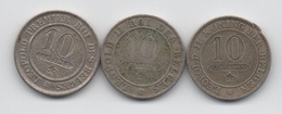 Belgique : 3 Pièces De 10 Centimes : Léopold I (Wallon 1862) & Léopold II (Wallon 1894) & Leopold II (Flamand 1894) - 10 Cents