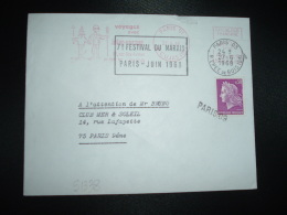 LETTRE EMA à 030 Du 27 6 68 PARIS 91 OBL.MEC.27 6 1968 PARIS 05 + TP MARIANNE DE CHEFFER 0,30 Annulée GRIFFE PARIS 09 - 1967-1970 Marianna Di Cheffer