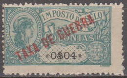 EMISSÕES GERAIS- Colonias De Africa (I. POSTAL)1919-Selos Fiscais C/sob.«TAXA DE GUERRA» 0$04 15x14  * MH (NÃO COTADO) - Portuguese Africa
