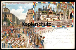 ALTE LITHO POSTKARTE GRUSS VOM MAINZER CARNEVAL 1897 ZUG KARNEVAL MAINZ Carnival Carnaval Cpa AK Ansichtskarte Postcard - Carnival