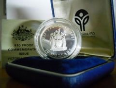 AUSTRALIA 10 $ DOLLARS 1985 SILVER PROOF VICTORIA 150 YEARS - Mint Sets & Proof Sets