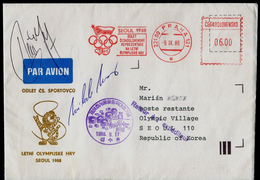 709-CZECHOSLOVAKIA (ČSR) SEOUL Brief-letter-Olympia Abfahrt Team-departure Of The Team M. Mecir Winner Tennis Auto - Summer 1988: Seoul