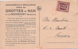 BELGIQUE - CARTE PREO BRUXELLES 1924 AUTO MOTO GROTTE - Sobreimpresos 1922-31 (Houyoux)