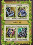 Sierra Leone 2016, Animals, Gorillas, 4val In BF - Gorilla's