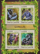 Sierra Leone 2016, Animals, Gorillas, 4val In BF - Gorillas