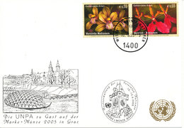Austria UN Vienna Show Card Graz 10-12/6-2005 ORCHIDS On The Stamps - Briefe U. Dokumente
