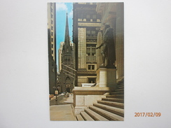 Postcard Trinity Church Looking Down Wall Street New York City My Ref B1747 - Wall Street