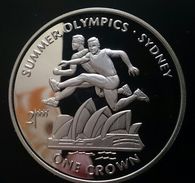 ISLE OF MAN 1 CROWN 1999 Silver Proof "Summer Olympics - Sydney 2000" (free Shipping Via Registered Air Mail) - Île De  Man