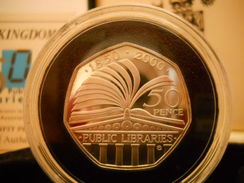 UK GREAT BRITAIN 50 PENCE 2000 SILVER PROOF 150 YEARS OF PUBLIC LIBRARIES - Nieuwe Sets & Proefsets