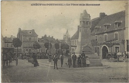 CRÉCY-EN-PONTHIEU (80) - La Place Et Le Monument - Ed. B. Onvauchelle - Crecy En Ponthieu