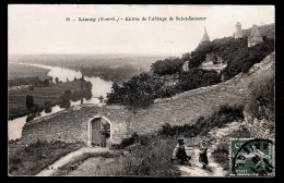 2 CPA ANCIENNES- FRANCE- LIMAY (78)- ENTREE DE L'ABBAYE ST-SAUVEUR + VUE GENERALE- PONT- BATEAUX LAVOIRS- LINGE- 2 SCANS - Limay