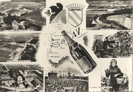 CPSM Ay En Champagne Vues Multiples Blason - Ay En Champagne