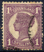 Stamp QUEENSLAND Queen Victoria 1sh Used Lot#54 - Gebraucht
