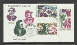 Saint Pierre Miquelon FDC YT A 54/56 Explorateurs Montcalm Frontenac Cavelier De La Salle Bateaux - Covers & Documents