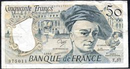 FRANCE 50 FRANCS 1989 VG-F P-152d - 50 F 1976-1992 ''quentin De La Tour''