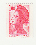 FRANCE N° 2223 1.80 ROUGE TYPE LIBERTE ROULETTE AVEC N° TRAIT PARASITE SUR LE 8 DE 1.80 NEUF SANS CHARNIERE - Unused Stamps