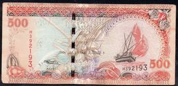 MALDIVES 500 RUFIYAA 2006 F-VF "free Shipping Via Registered Air Mail" - Maldiven