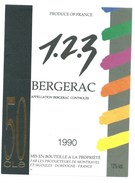 étiquette Vin  1 2 3 Bergerac  1990 Producteurs De Montrable 50cl - Bergerac