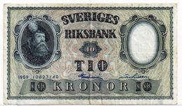 SWEDEN 10 KRONOR 1959 P-43g VF "free Shipping Via Regular Air Mail [buyer Risk]" - Schweden