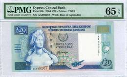 CYPRUS (GREECE) 20 POUNDS 2004 UNC P-63c PMG 65 EPQ "free Shipping Via Registered Air Mail" - Zypern