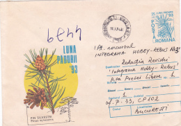 BV6798  ERROR, TREE, RARE COVERS STATIONERY,SHIFTED PICTURE, 1983 ROMANIA. - Variétés Et Curiosités