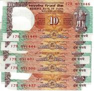 India (RBI) 10 Rupees ND (1992) Plate Letter A UNC 5 Pcs Cat No. P-88c / IN262b1 - Indien