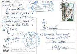 TAP Quadri-reactor Airplane. Two 1º Flight Luanda-Beira And Luanda-Lisbon 23/12/1965. Stamp Church Lobito, Angola. Rar - Storia Postale