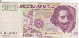 9*-Cartamoneta-Banconota  Italia Repubblica Da L.50.000 Bernini II^ Serie-NB 141999 S-Condizione:SPL-Circolata - 50.000 Lire