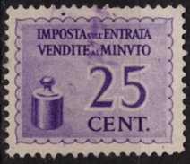 Italy - Sales Tax VAT Revenue Stamp / Imposta Entrata Vendite Minuto - Used - 25 Cent - Revenue Stamps