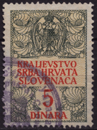 "kraljevSTVO" Type / 1920 Yugoslavia SHS - Revenue, Tax Stamp - Used - 5 Din - Used - Dienstzegels