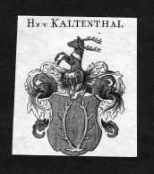 Kaltenthal - Kaltenthal Kaldenthal Wappen Adel Coat Of Arms Heraldry Heraldik Kupferstich - Estampas & Grabados