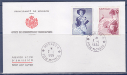 = Peintre Poète Et Buste De Japonaise Enveloppe Monaco 7.1.94 N°1919 & 1920 - Postmarks