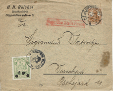 WARSZAWA VARSOVIE Dippoldiswalde 19 Janvier 1916 Germania N°100  Vaersovie Poste Local Sirène N°10 (Mi) Censure Allemand - Storia Postale