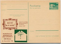 DDR P84-21-86 C150 Postkarte Zudruck KOLLOQUIUM BAUSCHÄDEN Weimar 1986 - Private Postcards - Mint