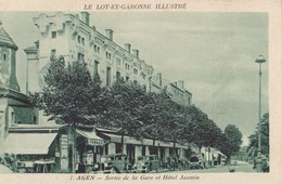 AGEN. - Sortie De La Gare Et Hôtel Jasmin - Agen