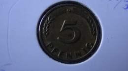 Germany - 1950 - KM 107 - 5 Pfennig - Mintmark "G" - Karlsruhe - VF - Look Scans - 5 Pfennig
