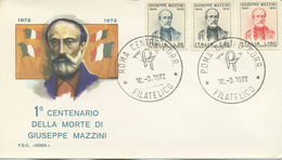 ITALIA - FDC  ROMA  1972 - GIUSEPPE MAZZINI - FDC
