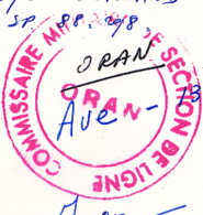 Cachet Double Couronne "Commissaire Militaire De Section De Ligne - Oran - Circ 1960 Sur CP, Mers El Kébir - Algerienkrieg