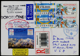 526-SLOVAKIA R-Brief-letter SALT LAKE CITY Olympiade-Olympia Abfahrt Team-departure Of The Team Commemorative Stamp 2002 - Hiver 2002: Salt Lake City - Paralympic
