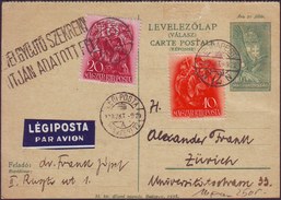 HUNGARY - MAGYARORS. - LEGI POSTA - LEVELEZOLAP VALASZ - To ZURICH - 1938 - Storia Postale