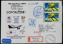 534-SLOVAKIA R-Brief-letter NAGANO Olympiade-Olympia Abfahrt Team-departure Of The Team 1998 Commemorative Stamp 1998 - Hiver 1998: Nagano