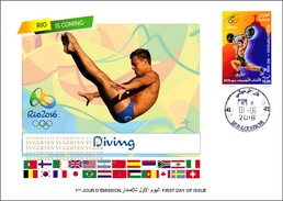 ARGELIA 2016 - FDC Olympic Games Rio 2016 Diving Olympische Spiele Immersione Olympics Plongée JO Tauchen Buceo - Plongée