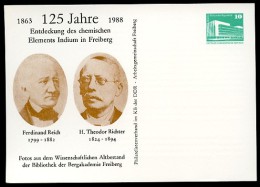 DDR PP18 C2/006 Privat-Postkarte ENTDECKUNG INDIUM REICH RICHTER Freiberg 1988  NGK 4,00 € - Private Postcards - Mint