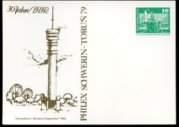 DDR PP16 C2/026 Privat-Postkarte FERNSEHTURM SCHWERIN-ZIPPENDORF 1979 NGK 3,00 € - Cartes Postales Privées - Neuves