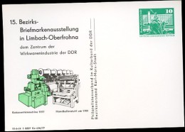 DDR PP16 C2/014 Privat-Postkarte WIRKMASCHINE Limbach-Oberfrohna 1977 NGK 3,00 € - Cartes Postales Privées - Neuves