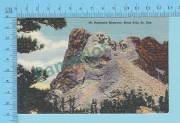 Mt. Rushmore SD - Linnen Lin,  Mt Rushmore Memorial Shrine Of Democracy    -  Vintage Ancienne - 2 Scans - Mount Rushmore
