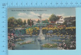 Providence R.I. - Nock's Fountain Roger William Park Linnen Postcard Lin -  Vintage Ancienne - 2 Scans - Providence