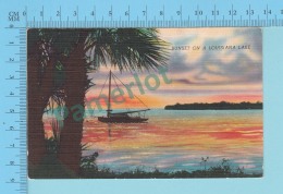 Louisiana LA - Sunset On A Louisiana Lake  - Linnen Postcard Lin -  Vintage Ancienne - 2 Scans - Andere & Zonder Classificatie