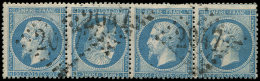 T22b 20c. Bleu, TETE BECHE Dans Une BANDE De 4, 2 Dc Sur Le 3e T. Hors La Variété, Obl. GC 2047, TB - Autres & Non Classés