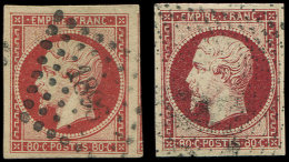 17A  80c. Carmin, Marges énormes (inf. Pelurage) Et 80c. Carmin Foncé, Obl., TB - Andere & Zonder Classificatie